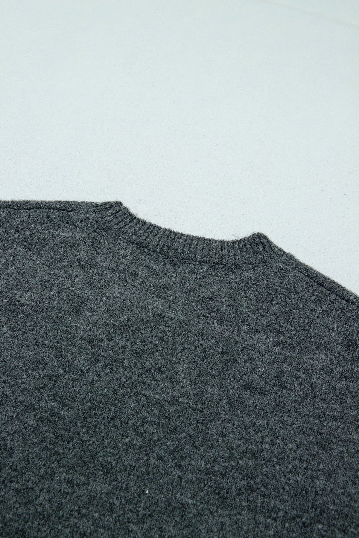 Dark Grey Beaded Floral Accent Casual Round Neck Sweater-TOPS / DRESSES-[Adult]-[Female]-2022 Online Blue Zone Planet