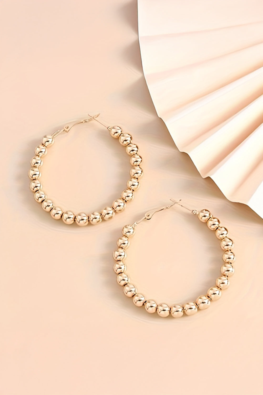 Gold Plated Beads Alloy Hoop Earrings-Accessories/Jewelry-[Adult]-[Female]-2022 Online Blue Zone Planet