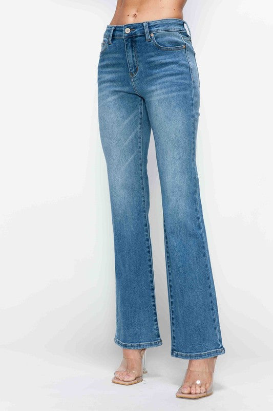 Blue Zone Planet | bytos Full Size Cat's Whiskers Mid Rise Bootcut Jeans-BOTTOMS SIZES SMALL MEDIUM LARGE-[Adult]-[Female]-2022 Online Blue Zone Planet