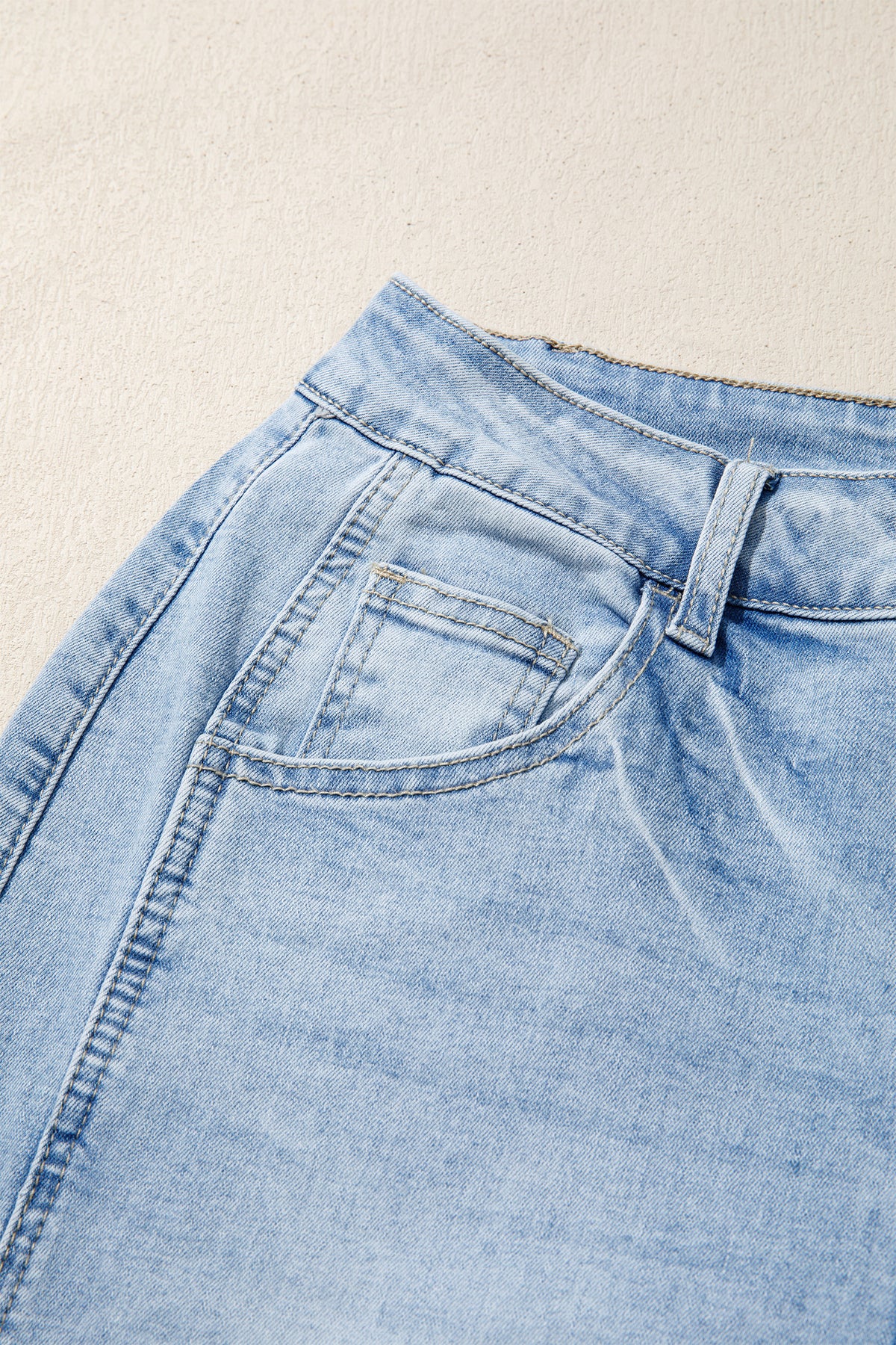 Sail Blue Raw Hem Turnup Loose Ankle-length Jeans-Bottoms/Jeans-[Adult]-[Female]-2022 Online Blue Zone Planet