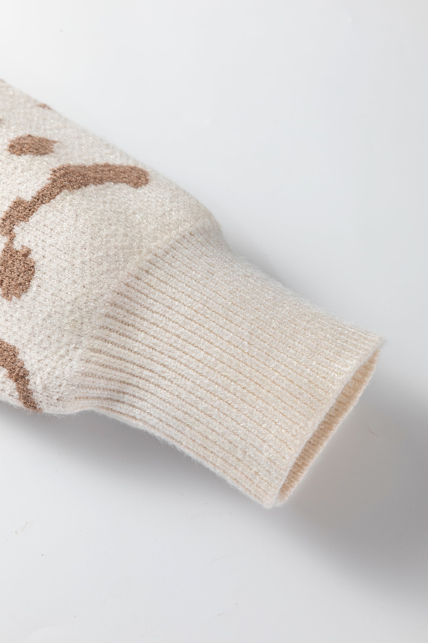 Beige Asymmetric Leopard Print Detail Drop Shoulder Sweater-TOPS / DRESSES-[Adult]-[Female]-2022 Online Blue Zone Planet