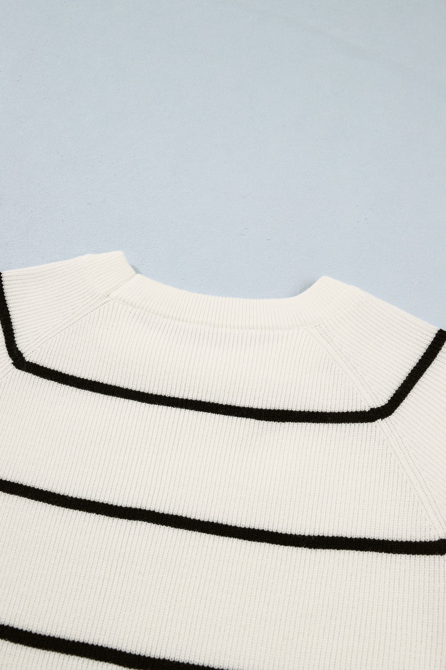 White Stripe Ribbed Knit Half Sleeve Loose Sweater Tee-TOPS / DRESSES-[Adult]-[Female]-2022 Online Blue Zone Planet