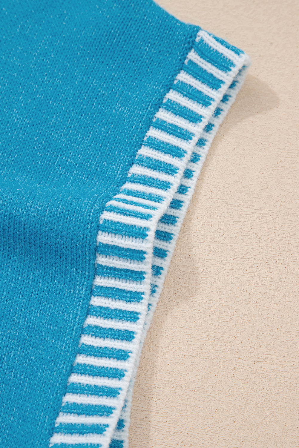 Blue Contrast Stitch Trim Knot Side Mock Neck Sweater Vest-TOPS / DRESSES-[Adult]-[Female]-2022 Online Blue Zone Planet