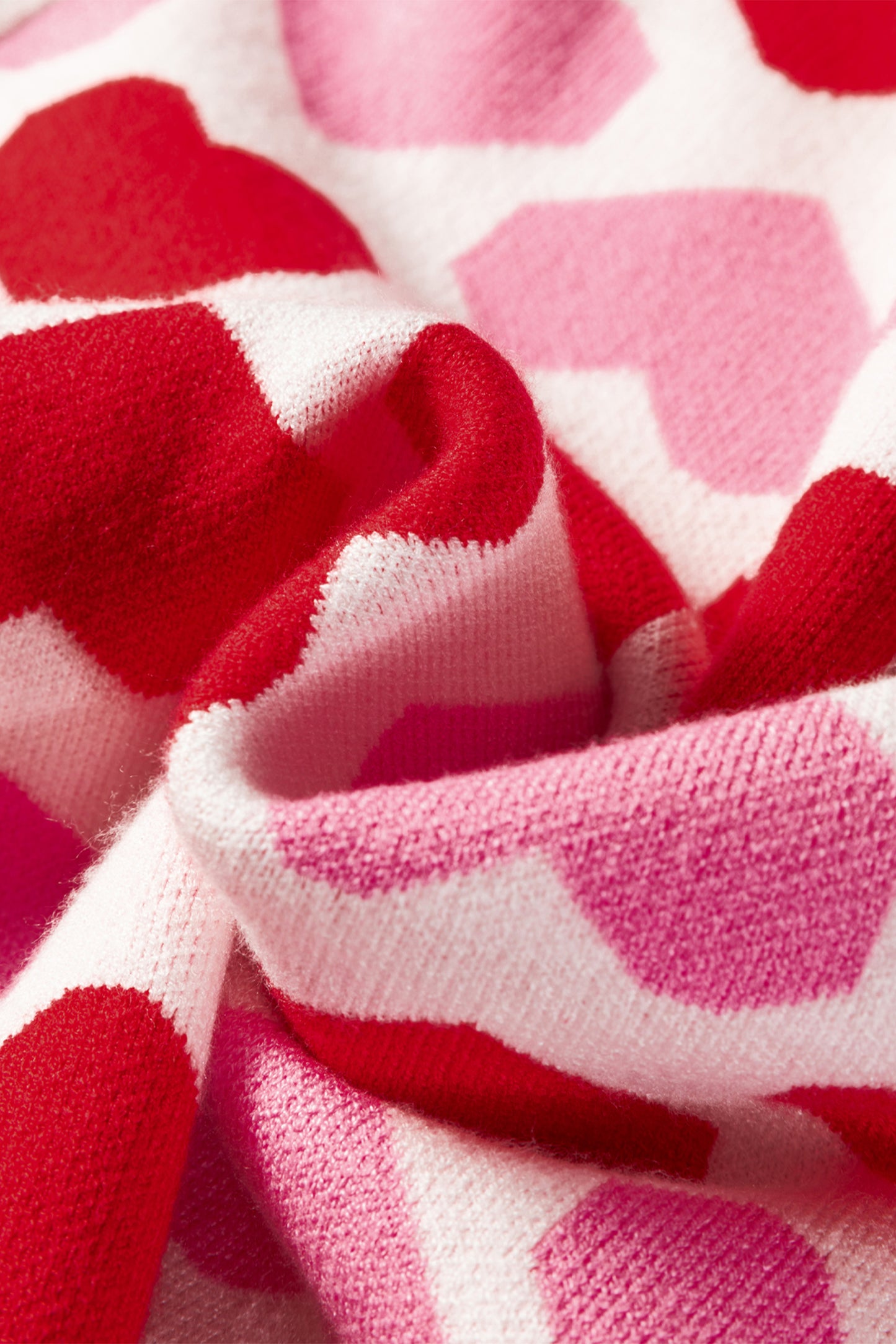 Sachet Pink 2-Tone Heart Print Valentine Crew Neck Short Sleeve Sweater-TOPS / DRESSES-[Adult]-[Female]-2022 Online Blue Zone Planet