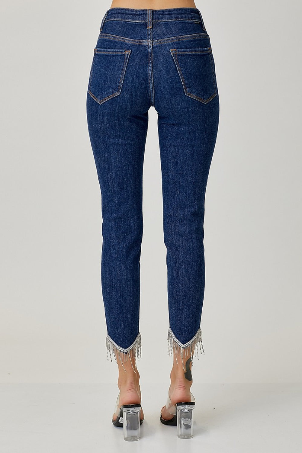 RISEN Full Size Embellished Mid Rise Crop Skinny Jeans-BOTTOMS SIZES SMALL MEDIUM LARGE-[Adult]-[Female]-2022 Online Blue Zone Planet