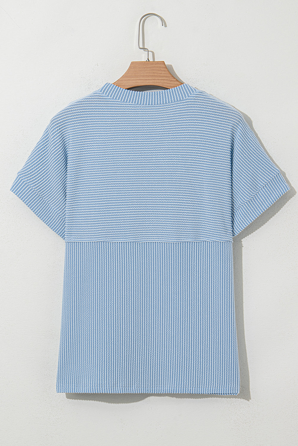 Myosotis Plain Corded Knit Mock Neck T Shirt-Tops/Tops & Tees-[Adult]-[Female]-2022 Online Blue Zone Planet