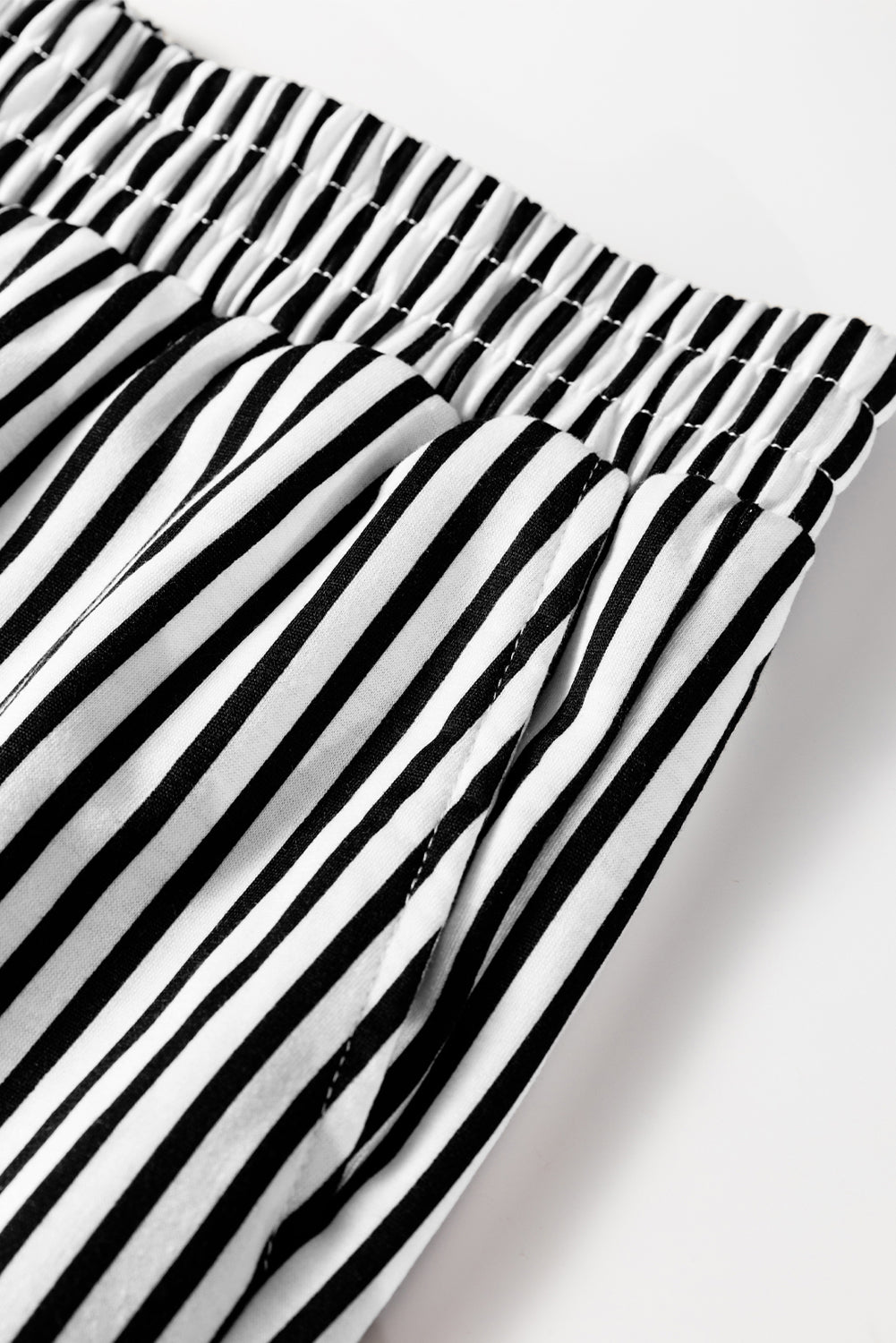 Black Stripe Elastic High Waist Pocketed Loose Pants-Bottoms/Pants & Culotte-[Adult]-[Female]-2022 Online Blue Zone Planet
