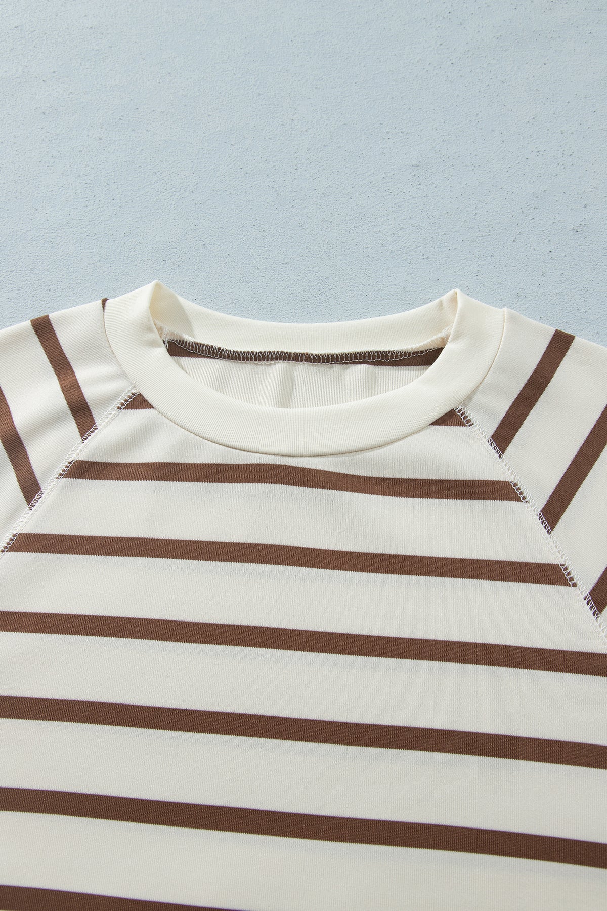 Khaki Stripe Relaxed Long Sleeve Top Color Block Detail Drawstring Pant Set-Two Piece Sets/Pant Sets-[Adult]-[Female]-2022 Online Blue Zone Planet