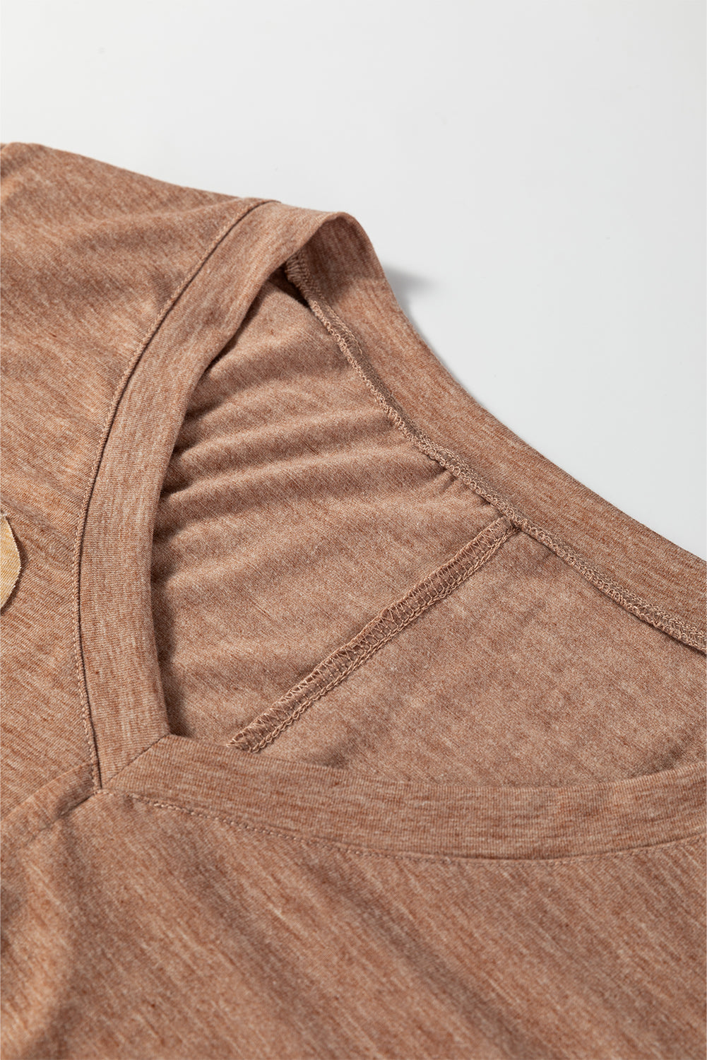 Straw Yellow Floral Patchwork V Neck Long Sleeve T Shirt-Tops/Long Sleeve Tops-[Adult]-[Female]-2022 Online Blue Zone Planet