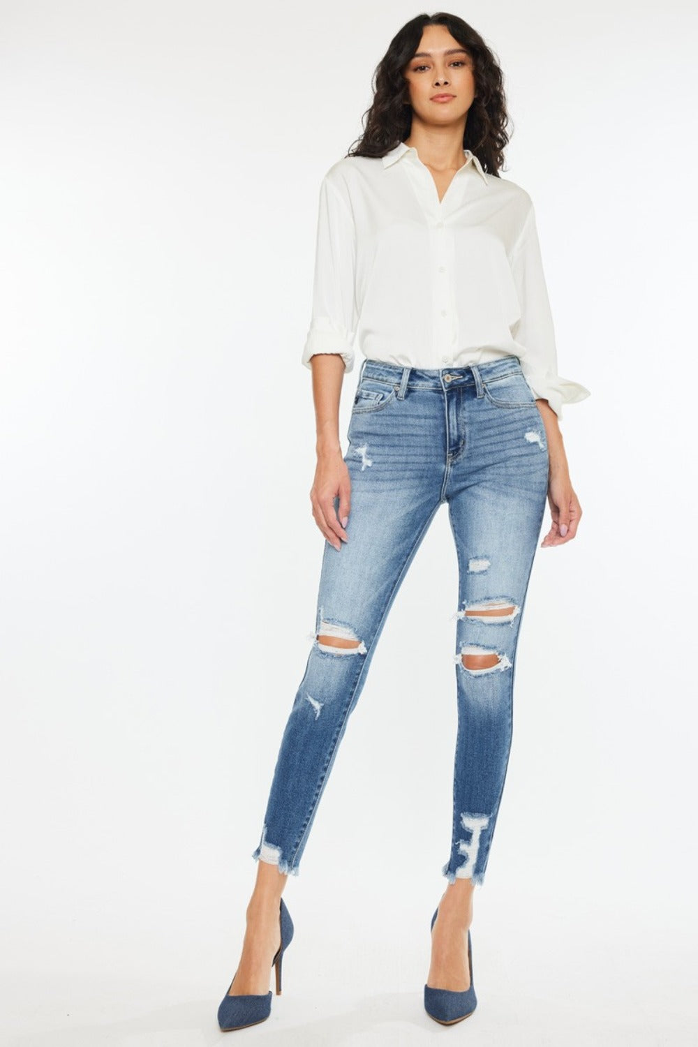 Blue Zone Planet | Kancan High Rise Frayed Ankle Skinny Jeans-TOPS / DRESSES-[Adult]-[Female]-2022 Online Blue Zone Planet