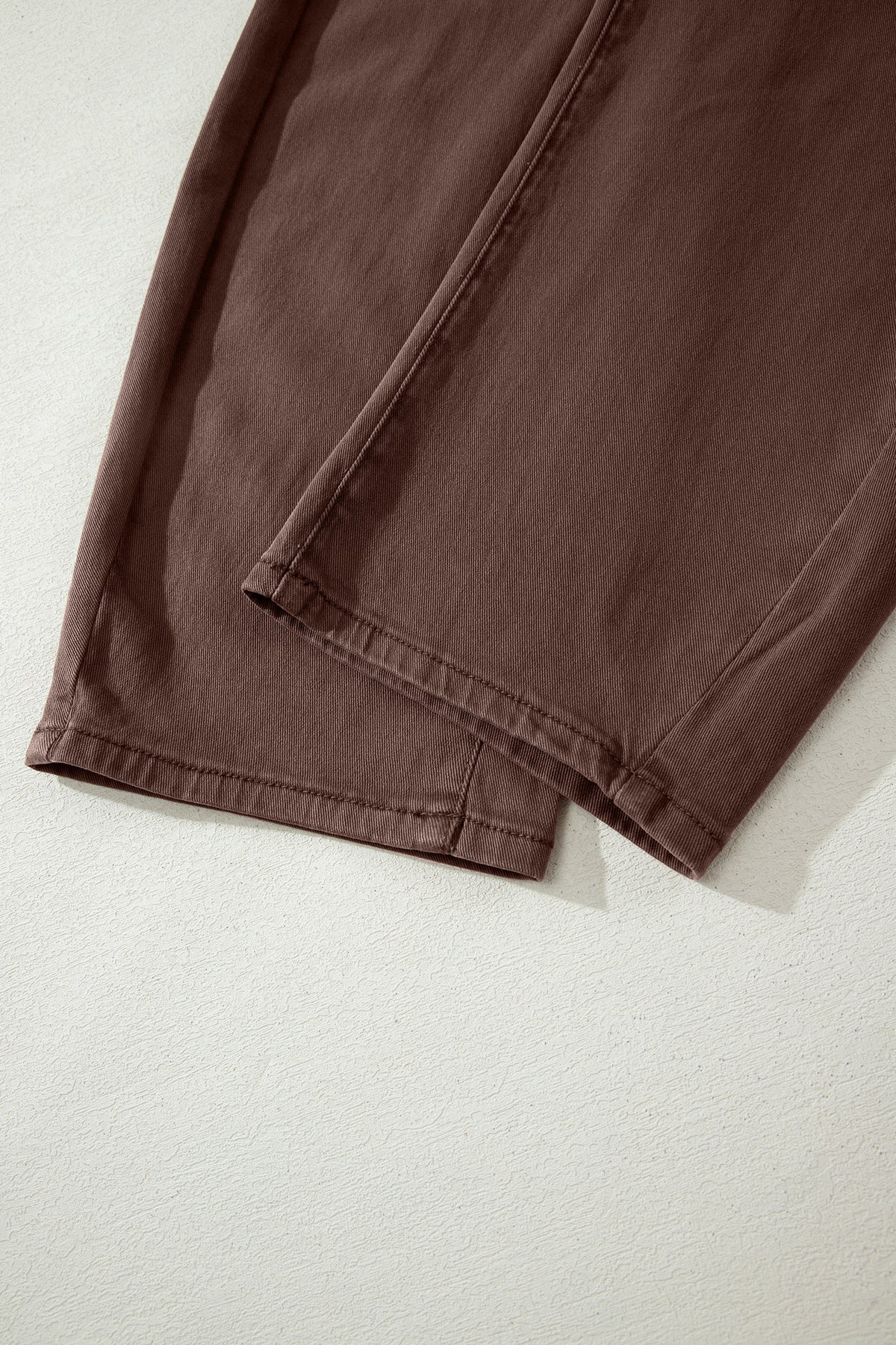 Coffee Solid Color Square Patch Pocket Ankle-length Barrel Jeans-Bottoms/Jeans-[Adult]-[Female]-2022 Online Blue Zone Planet