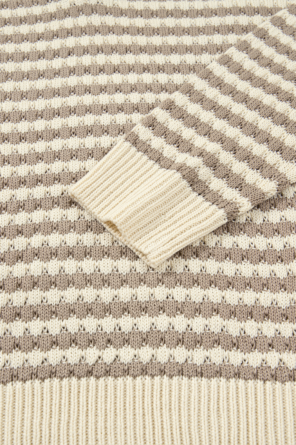 Khaki Stripe Plus Size V Neck Drop Shoulder Sweater-Plus Size/Plus Size Sweaters & Cardigans-[Adult]-[Female]-2022 Online Blue Zone Planet