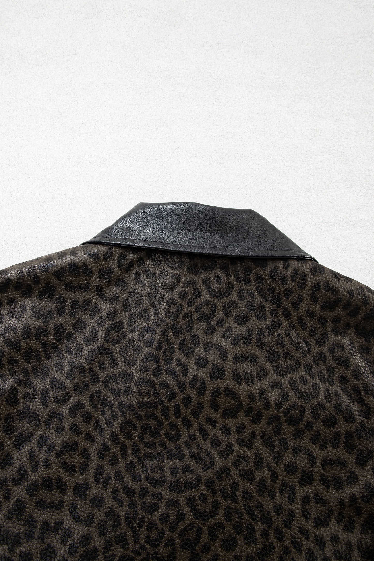 Multicolour Leopard Print Colorblock Collar Metal Placket Jacket-Outerwear/Jackets-[Adult]-[Female]-2022 Online Blue Zone Planet