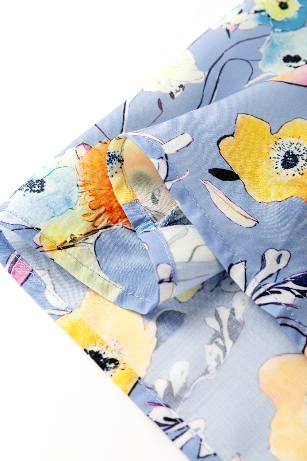 Sky Blue Flutter Sleeve V Neck Floral Top-Tops/Blouses & Shirts-[Adult]-[Female]-2022 Online Blue Zone Planet