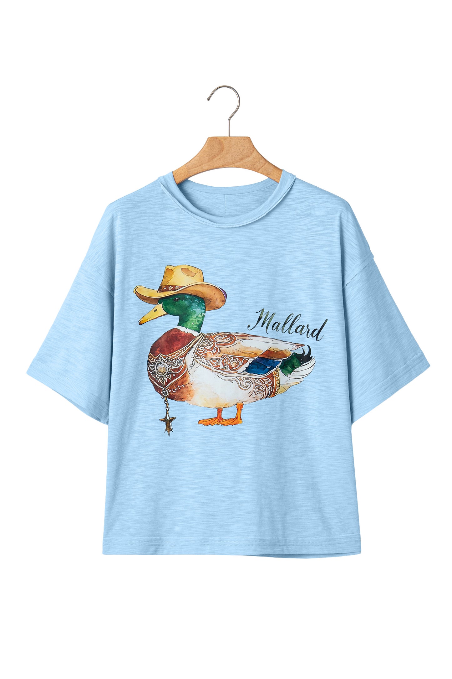 Mist Blue Western Mallard Oversized Tee-Tops/Tops & Tees-[Adult]-[Female]-2022 Online Blue Zone Planet