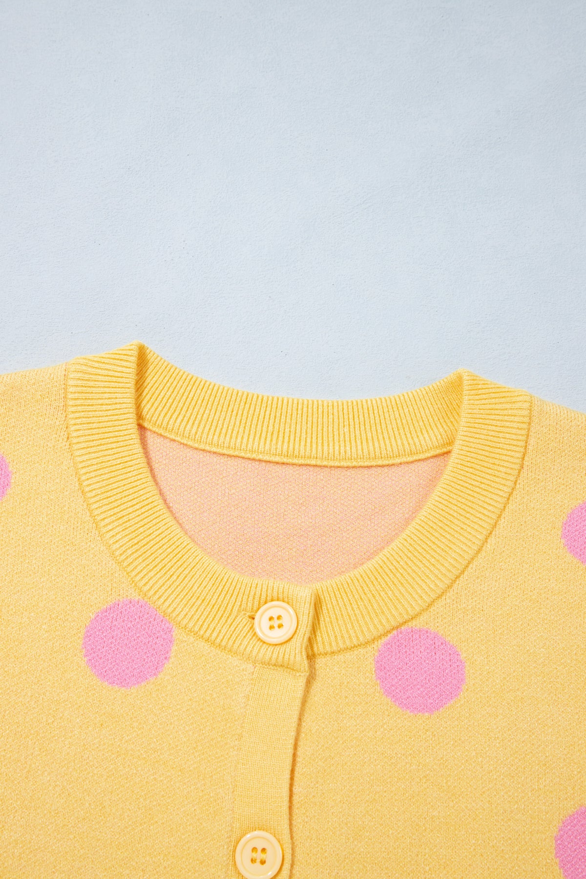 Yellow Cream Casual Polka Dot Button Front Long Sleeve Sweater Cardigan-Sweaters & Cardigans/Cardigans-[Adult]-[Female]-2022 Online Blue Zone Planet