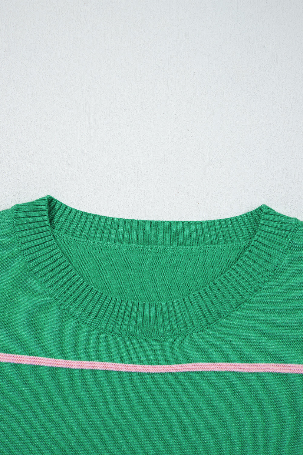 Green Colorblock Striped Half Sleeve Drop Shoulder Sweater-TOPS / DRESSES-[Adult]-[Female]-2022 Online Blue Zone Planet