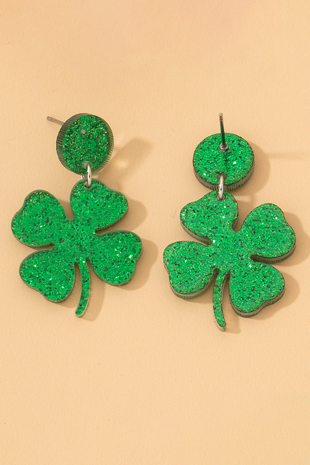 Blackish Green St Patricks Clover Shape Stud Earrings-Earrings-[Adult]-[Female]-Blackish Green-ONE SIZE-2022 Online Blue Zone Planet