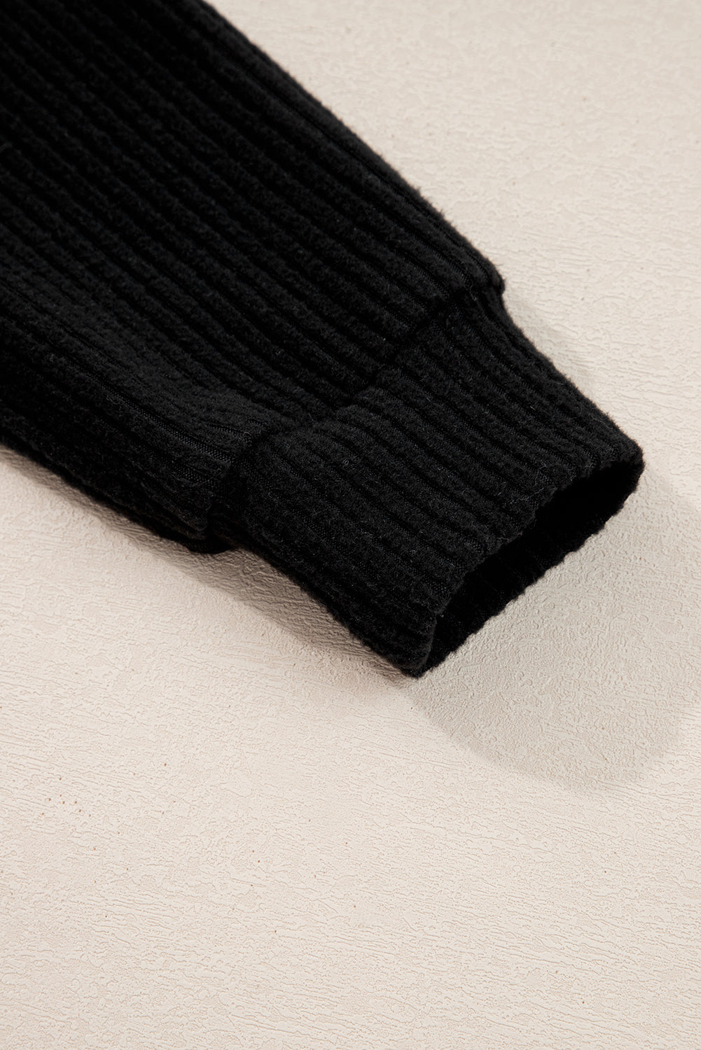 Black Ribbed Zip Stand Neck Drop Shoulder Pullover Bodycon Skirt 2pcs Set-Two Piece Sets/Two Piece Dresses-[Adult]-[Female]-2022 Online Blue Zone Planet