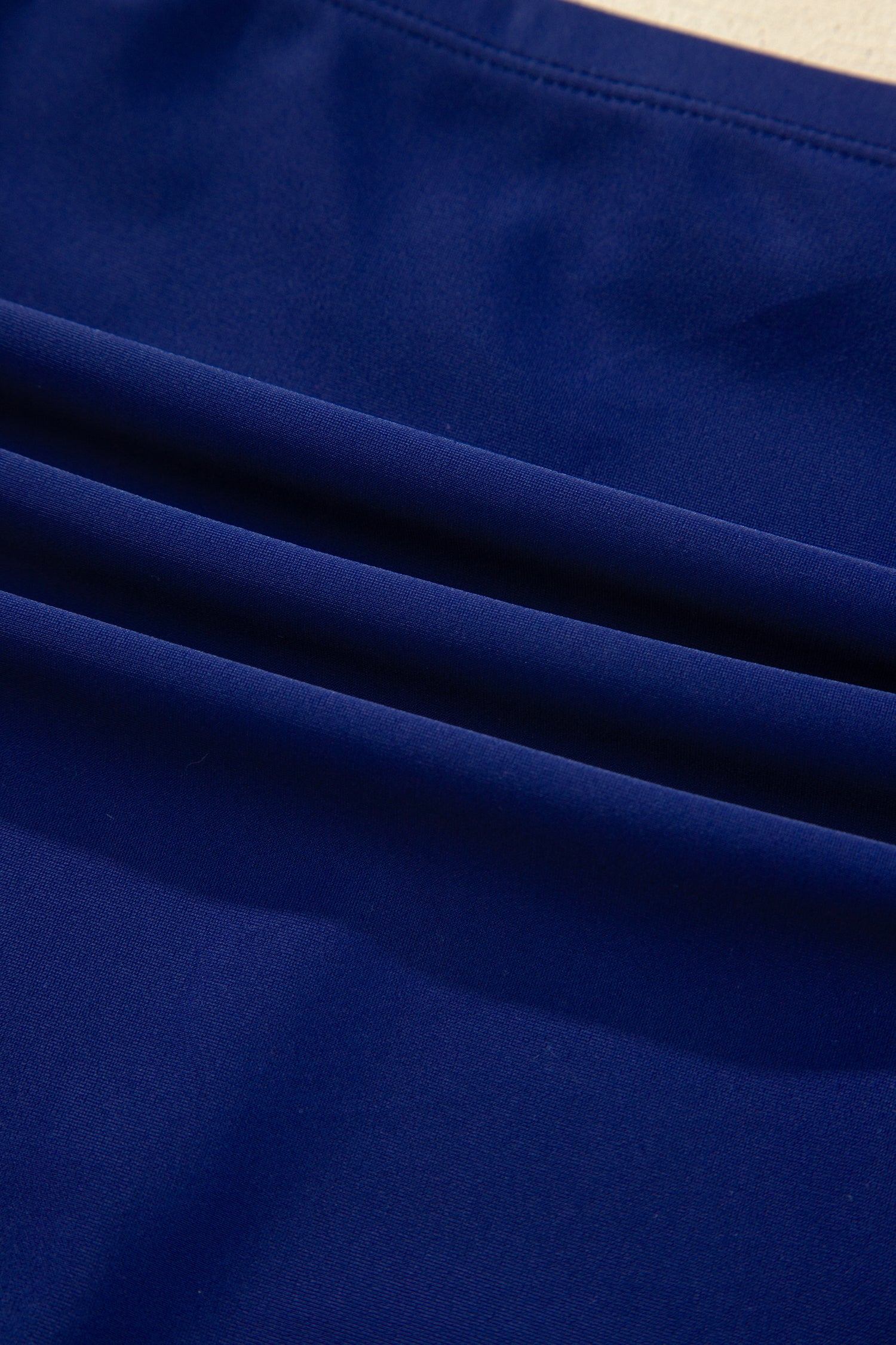 Dark Blue Shell Stitched Trim V Neck Textured Mix and Match High Waist Bikinis-Swimwear/Bikinis-[Adult]-[Female]-2022 Online Blue Zone Planet