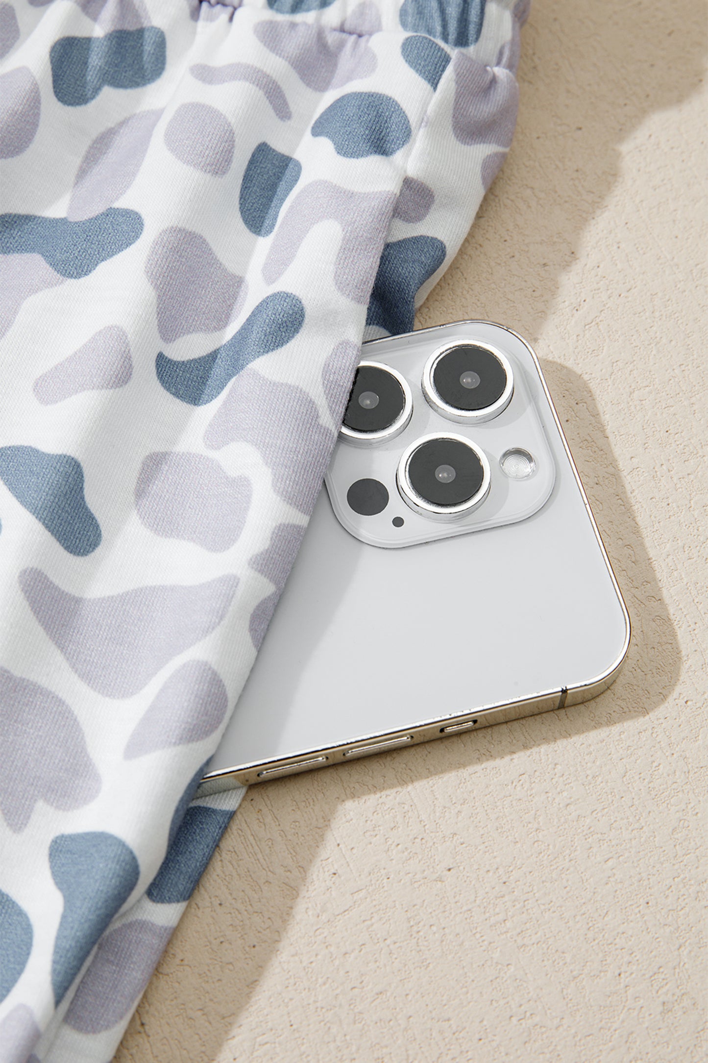 Beige Camouflage Print Lapel Shirt Drawstring 2pcs Short Pajama Set-Loungewear & Sleepwear/Sleepwear-[Adult]-[Female]-2022 Online Blue Zone Planet