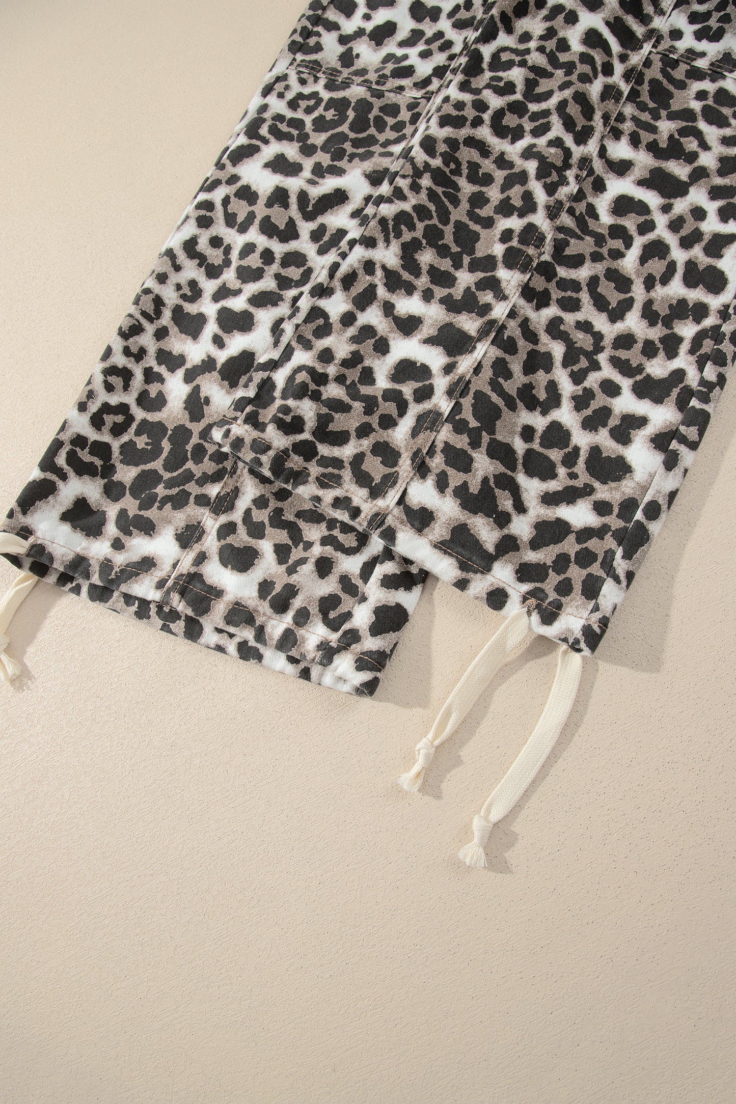 Black Leopard Print Drawstring Jogger Jeans-Bottoms/Jeans-[Adult]-[Female]-2022 Online Blue Zone Planet