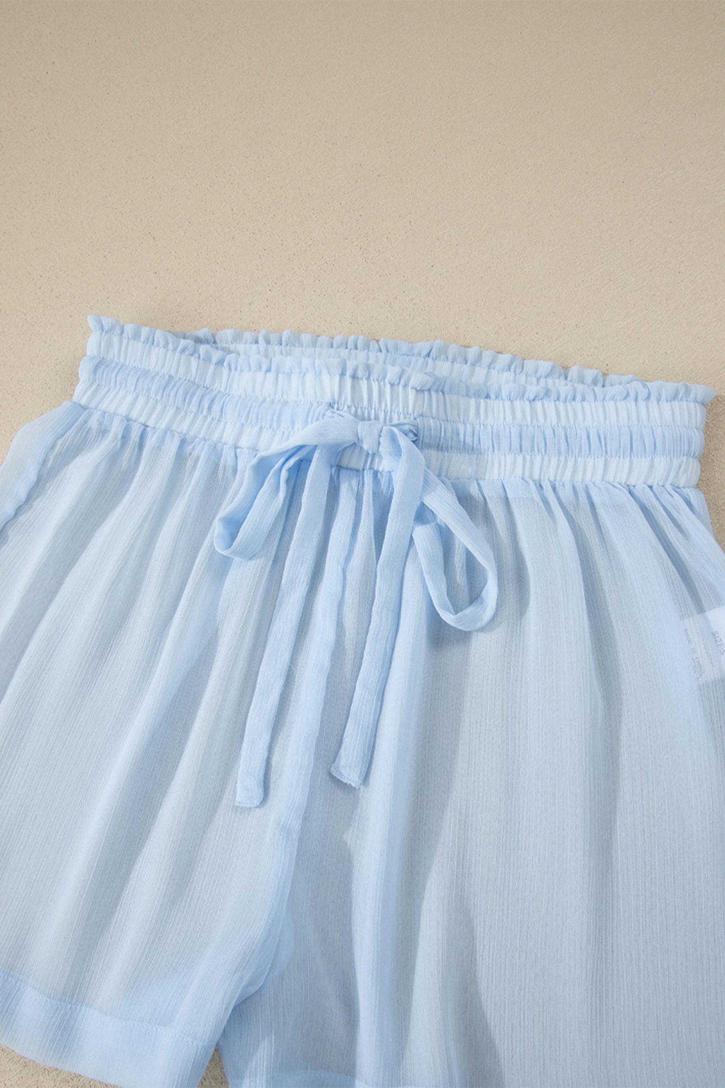 Beau Blue Sheer Tunic Shirt Drawstring Shorts 2pcs Swim Cover Up-Swimwear/Beach Cover-ups-[Adult]-[Female]-2022 Online Blue Zone Planet