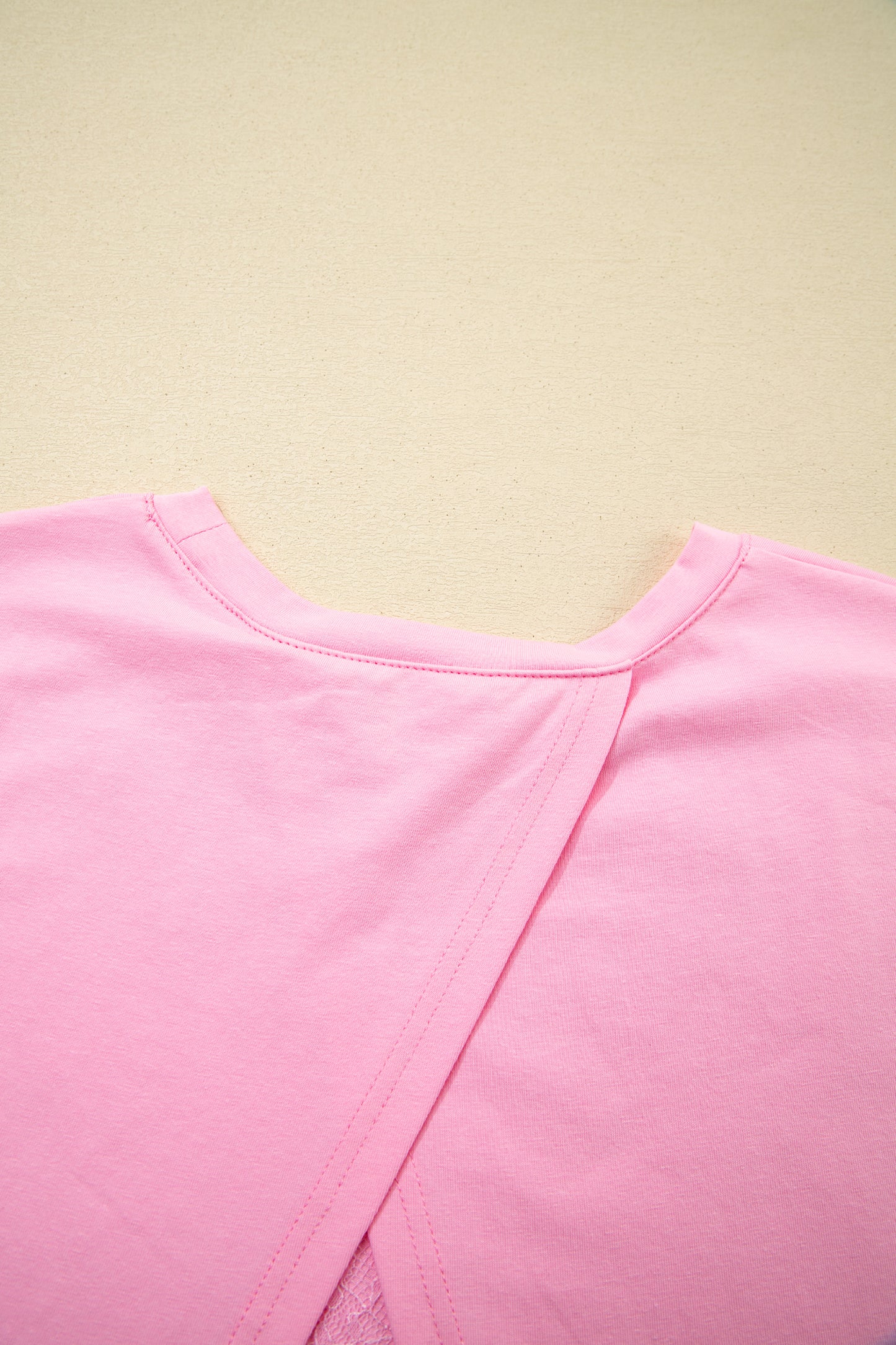 Pink Eyelash Floral Lace Patchwork Half Sleeve Oversize Tee-Tops/Tops & Tees-[Adult]-[Female]-2022 Online Blue Zone Planet