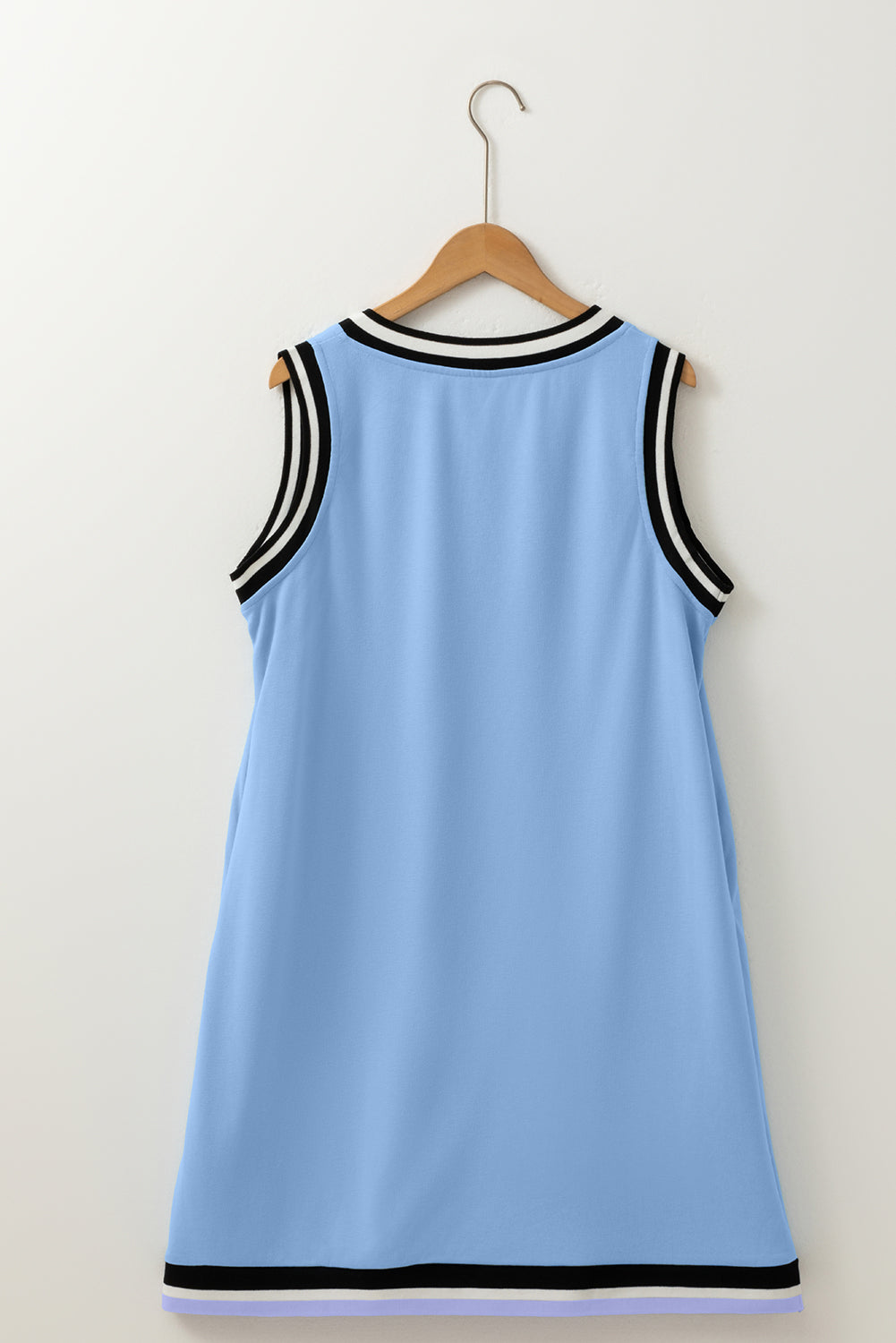 Myosotis Color Contrast Trim V Neck Shift Sleeveless Mini Dress-TOPS / DRESSES-[Adult]-[Female]-2022 Online Blue Zone Planet