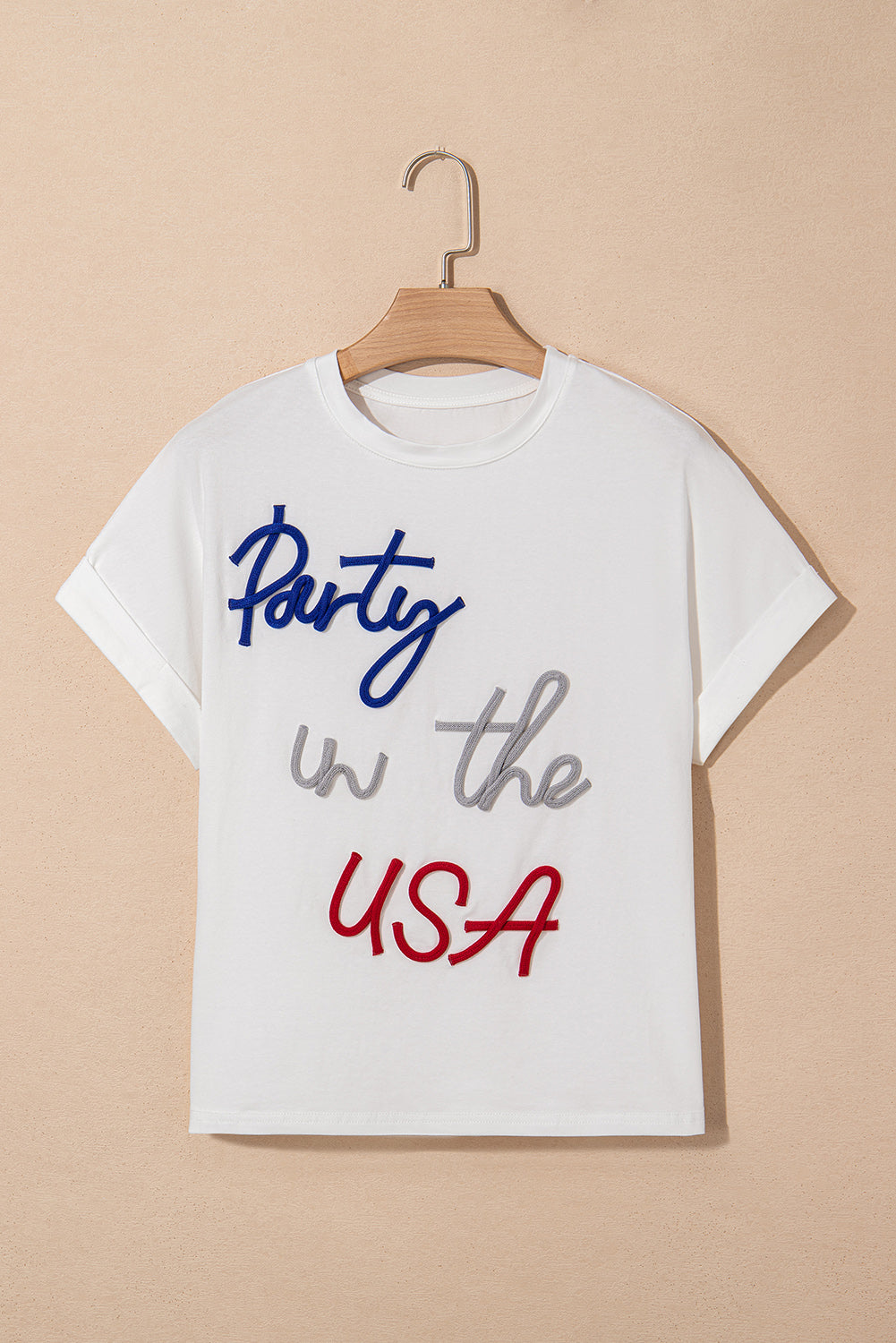 White Party In The Usa Graphic T Shirt-Tops/Tops & Tees-[Adult]-[Female]-2022 Online Blue Zone Planet