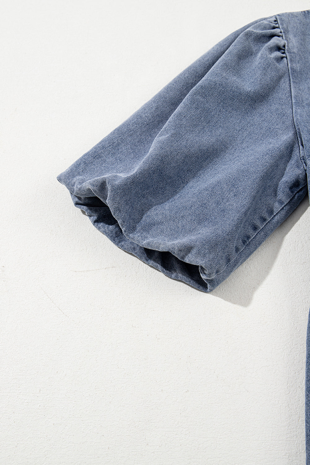 Dusk Blue Bowknot Bubble Sleeve Short Denim Dress-TOPS / DRESSES-[Adult]-[Female]-2022 Online Blue Zone Planet