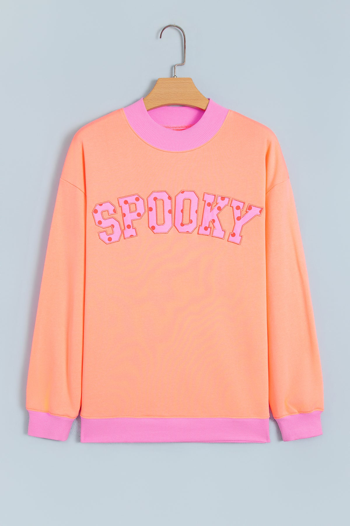 Pink Polka Dot Letter Graphic Colorblock Tunic Sweatshirt-Tops/Sweatshirts & Hoodies-[Adult]-[Female]-2022 Online Blue Zone Planet