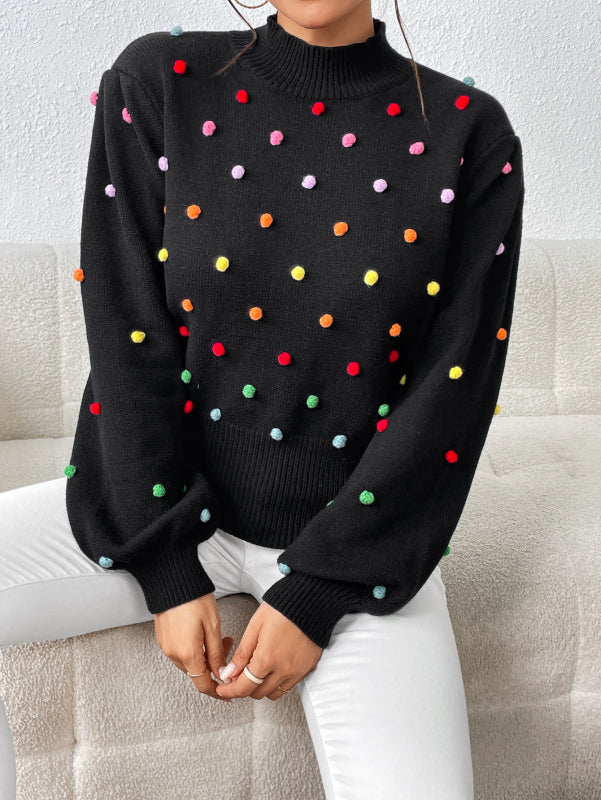 Color Beaded Knitwear Fashion Sweater BLUE ZONE PLANET