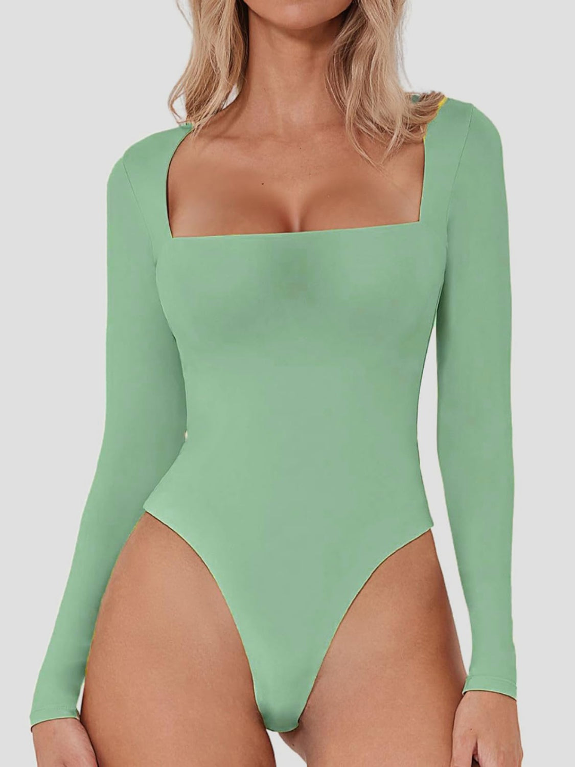 Square Neck Long Sleeve Bodysuit-TOPS / DRESSES-[Adult]-[Female]-2022 Online Blue Zone Planet