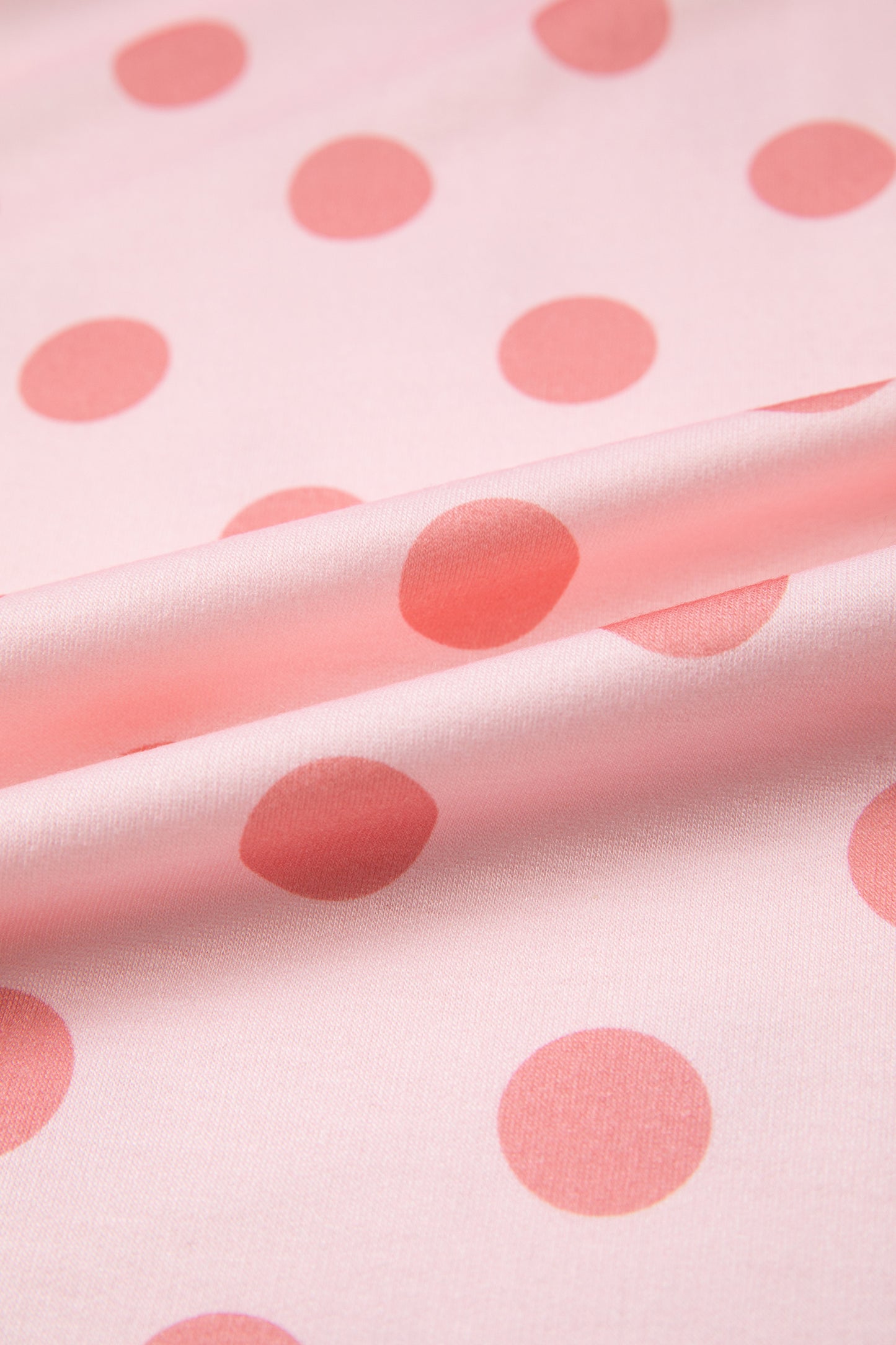 Pink Color Block Trim Polka Dot Casual Tee-Tops/Tops & Tees-[Adult]-[Female]-2022 Online Blue Zone Planet