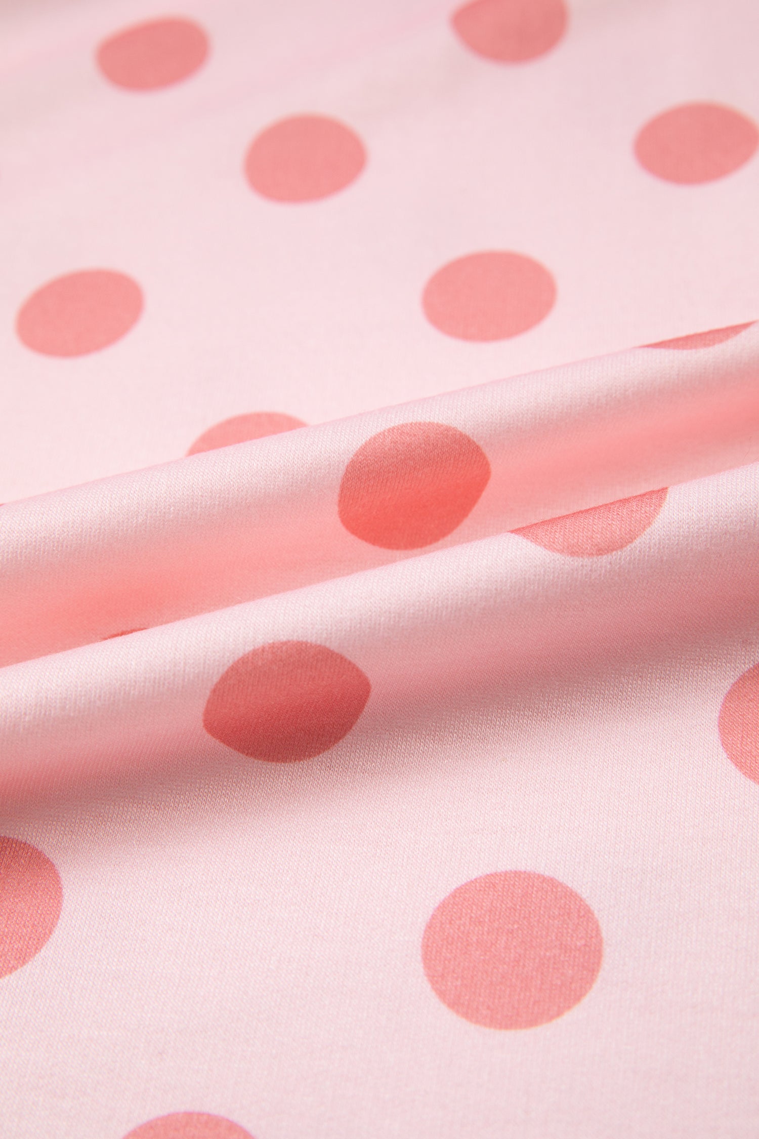 Pink Color Block Trim Polka Dot Casual Tee-Tops/Tops & Tees-[Adult]-[Female]-2022 Online Blue Zone Planet