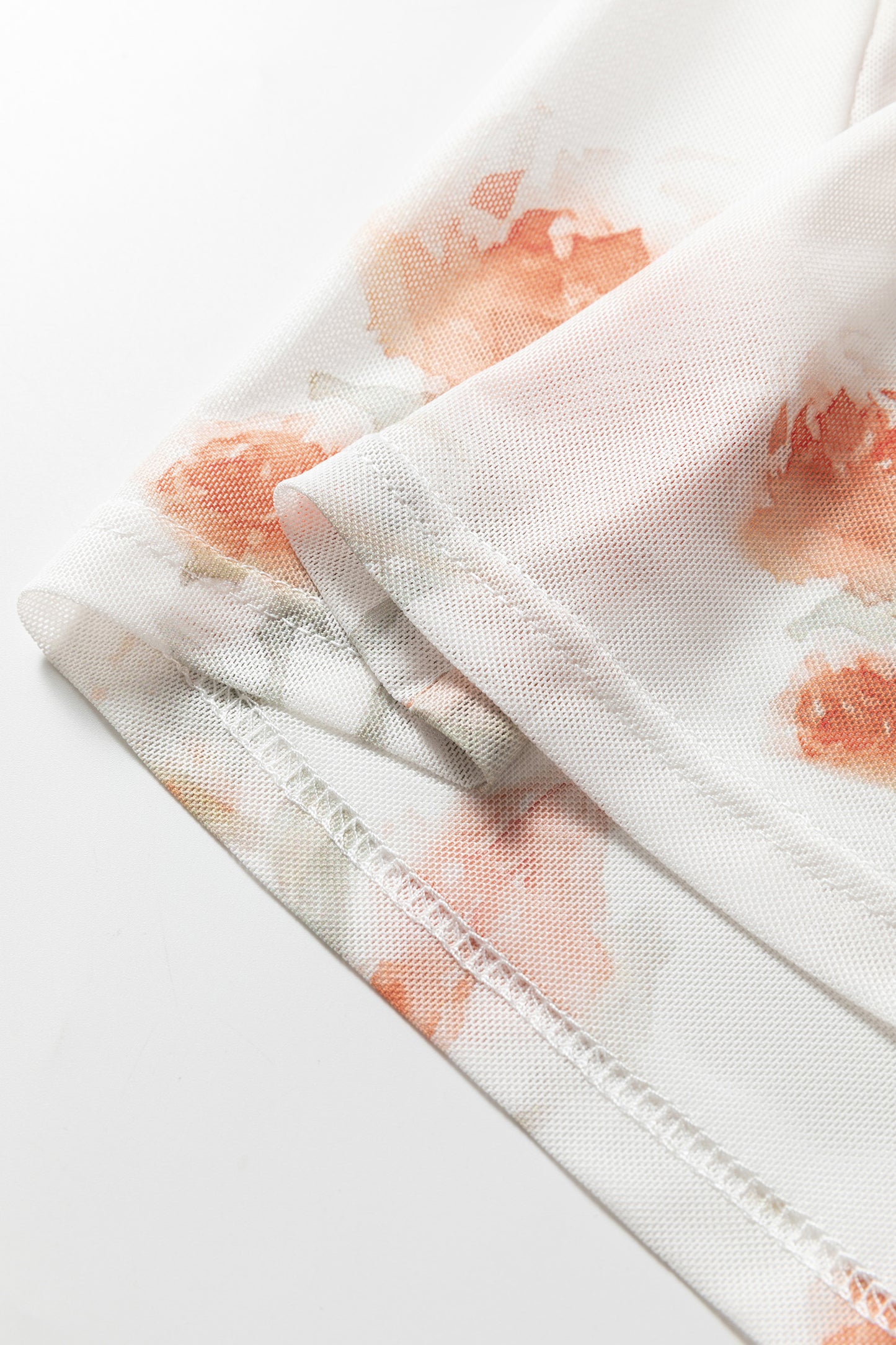 Casual Round Neck Floral Print Mesh Long Sleeve Top-Tops/Long Sleeve Tops-[Adult]-[Female]-2022 Online Blue Zone Planet