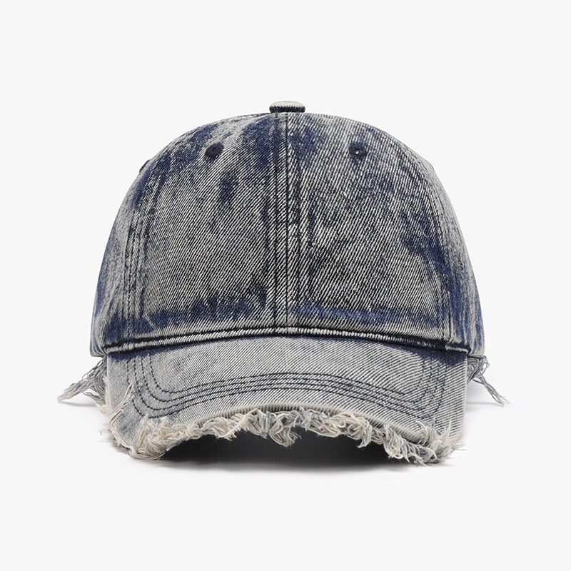 Raw Hem Cotton Baseball Cap-BASEBALL HATS-[Adult]-[Female]-Light Indigo-One Size-2022 Online Blue Zone Planet