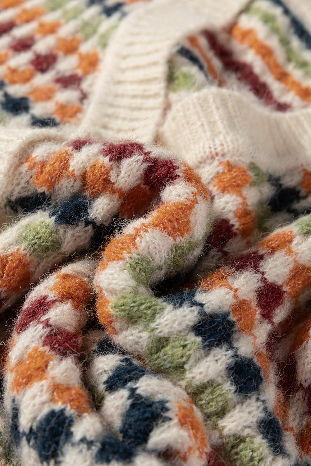 Multicolour Dotty Pattern Knit Button Front V Neck Sweater Cardigan-TOPS / DRESSES-[Adult]-[Female]-2022 Online Blue Zone Planet