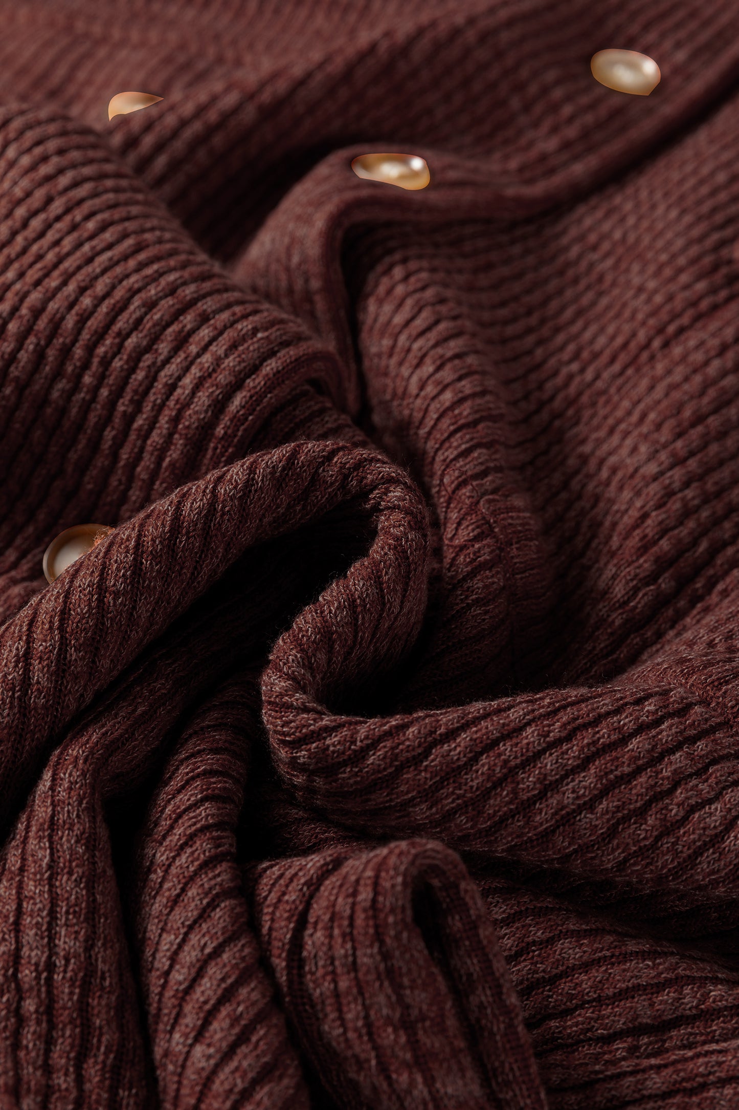 Red Sandalwood Ribbed Knit Buttons Front Flap Pocket Casual Shacket-Outerwear/Jackets-[Adult]-[Female]-2022 Online Blue Zone Planet