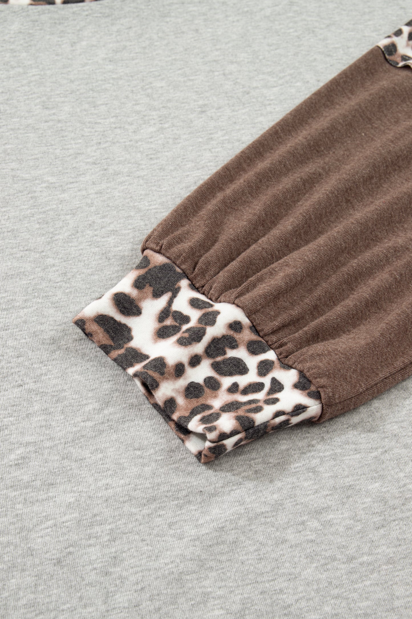 Gray Plus Size Leopard Color Block Patchwork Dolman Sweatshirt-Plus Size/Plus Size Sweatshirts & Hoodies-[Adult]-[Female]-2022 Online Blue Zone Planet