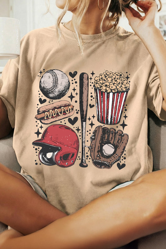 Khaki Retro Baseball Game Day T Shirt-Graphic/Graphic Tees-[Adult]-[Female]-Khaki-S-2022 Online Blue Zone Planet