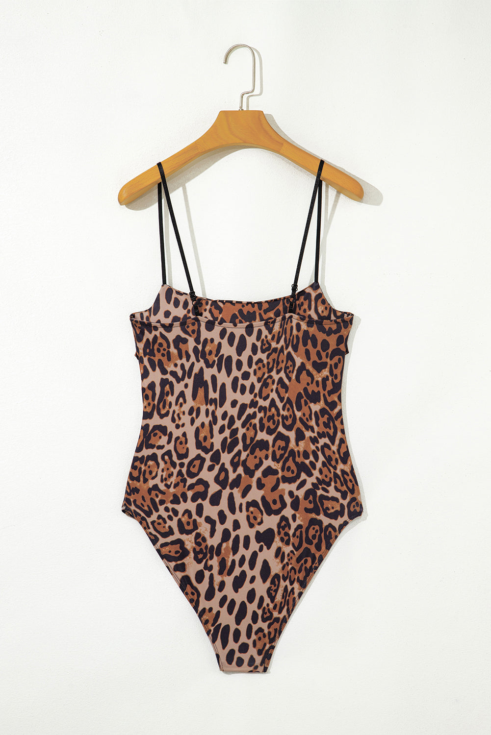 Brown Spaghetti Straps Ruched Leopard Bodysuit-Tops/Bodysuits-[Adult]-[Female]-2022 Online Blue Zone Planet