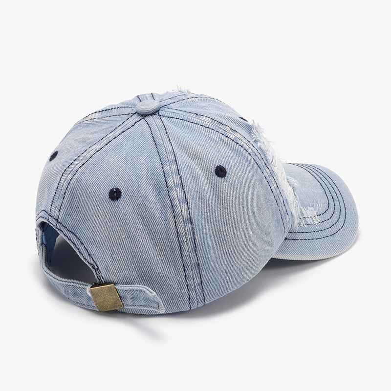 Distressed Cotton Baseball Cap-HATS-[Adult]-[Female]-2022 Online Blue Zone Planet