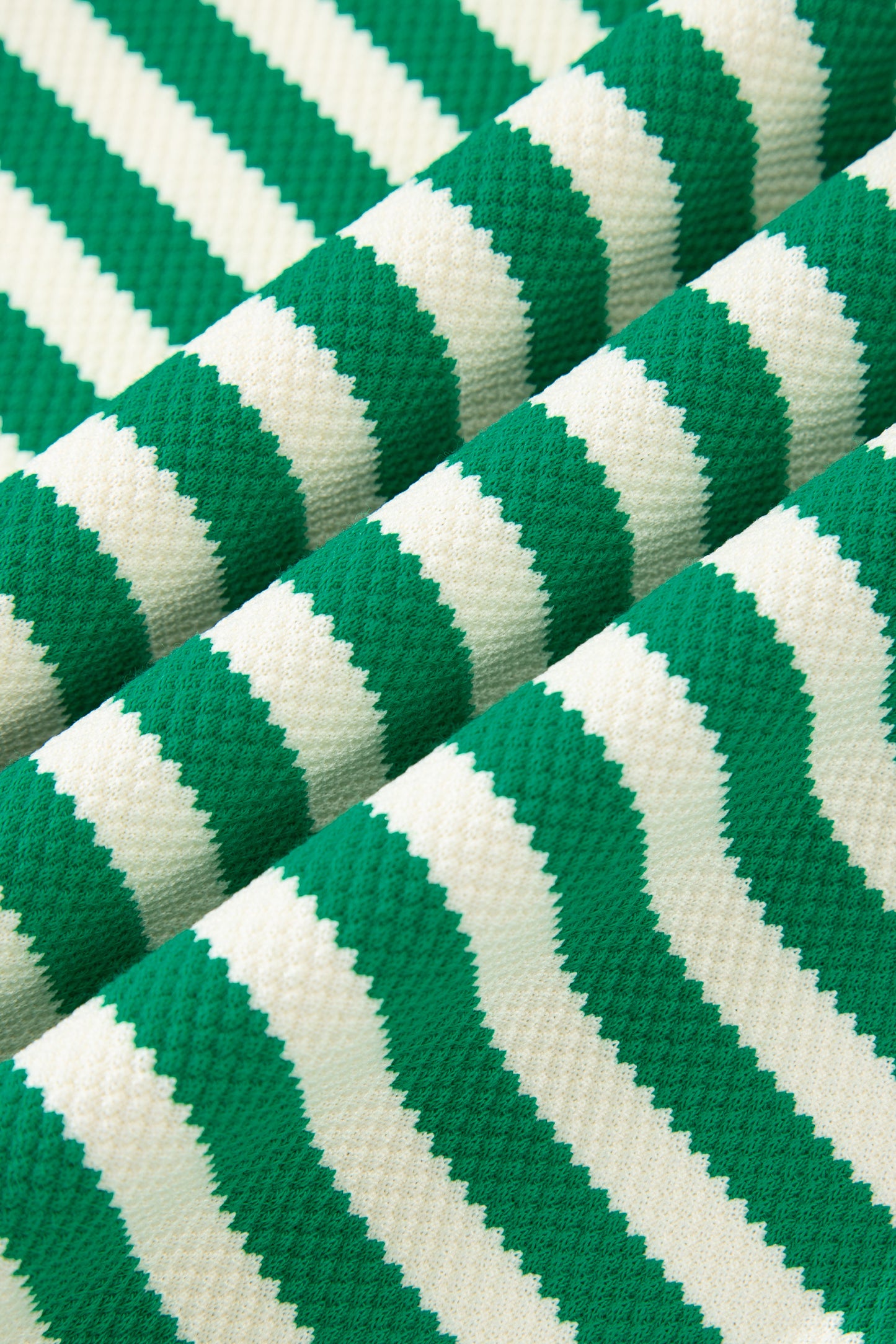 Green Stripe Puff Short Sleeve Patchwork V Neck Blouse-Tops/Blouses & Shirts-[Adult]-[Female]-2022 Online Blue Zone Planet