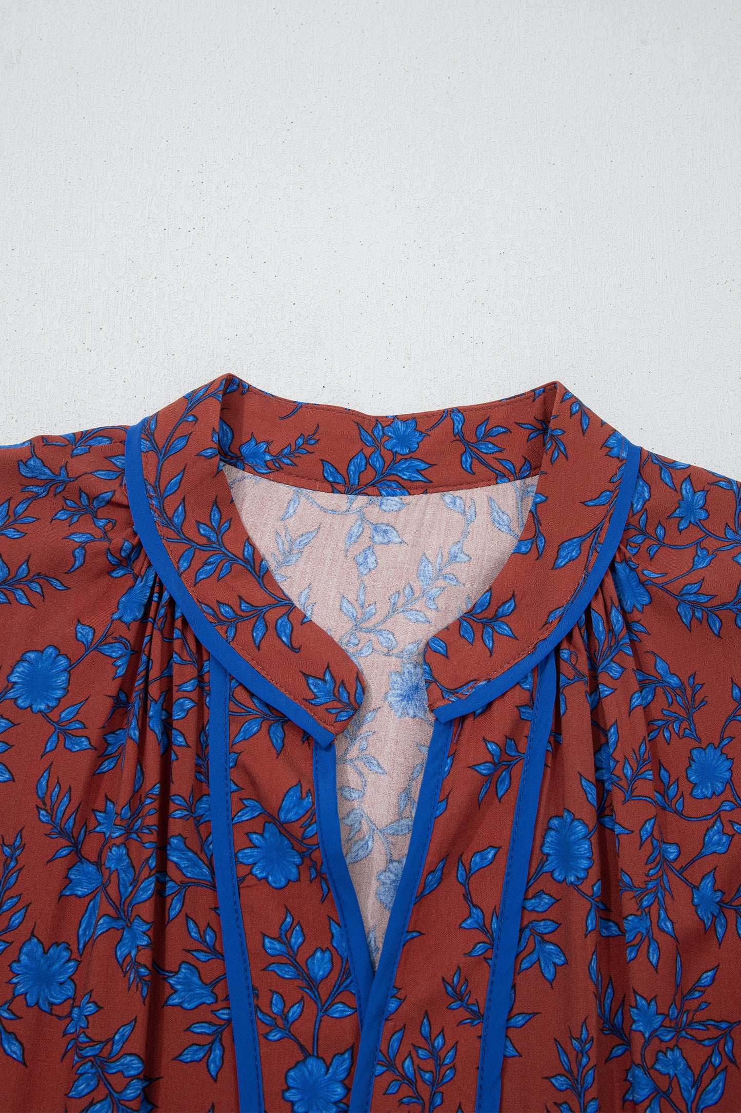 Brown 3/4 Puff Sleeve Tiered Loose Floral Dress-TOPS / DRESSES-[Adult]-[Female]-2022 Online Blue Zone Planet