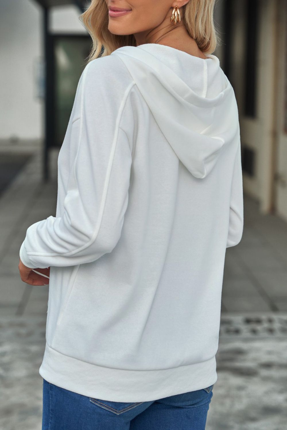 Lace Up Long Sleeve Hoodie-TOPS / DRESSES-[Adult]-[Female]-2022 Online Blue Zone Planet