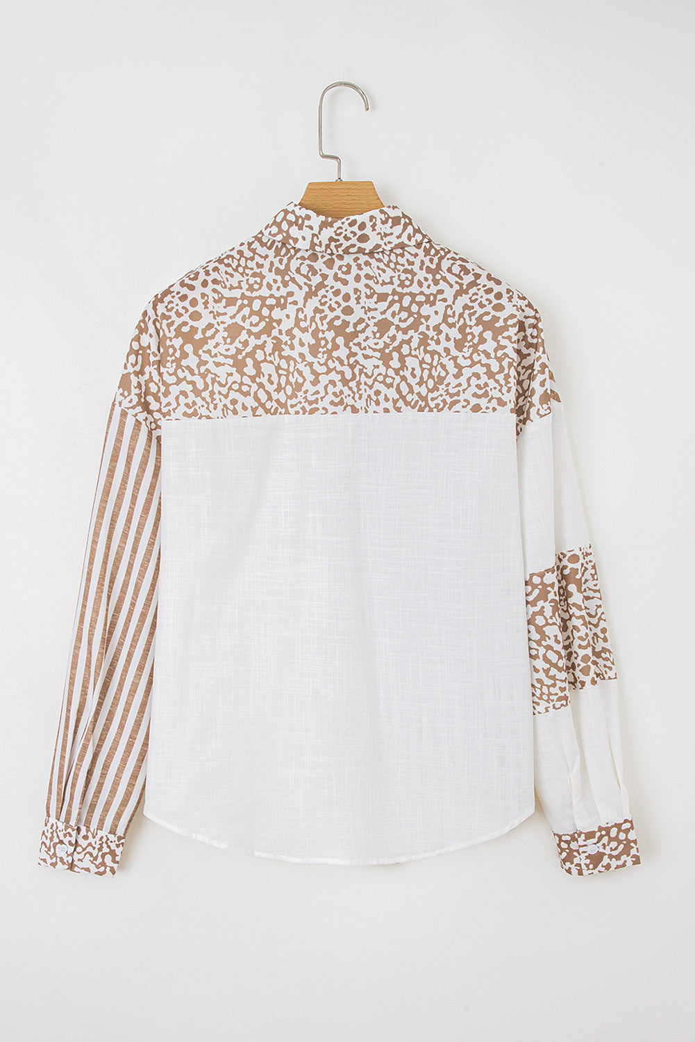 Khaki Leopard Striped Western Casual Shirt-Tops/Blouses & Shirts-[Adult]-[Female]-2022 Online Blue Zone Planet