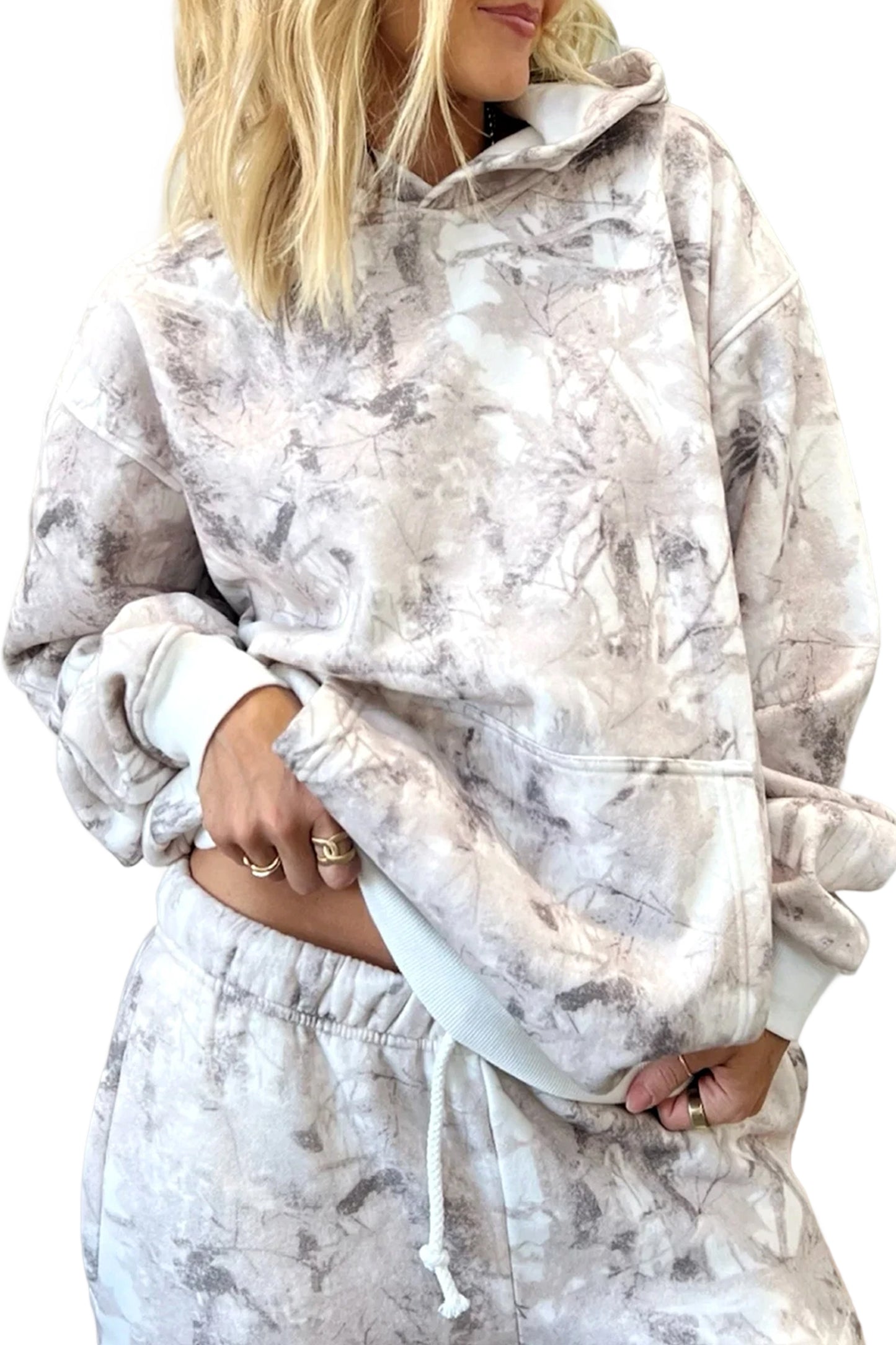 Light Grey Light Woodland Camo Classic Hoodie and Sweatpants Set-Tops / Dresses-[Adult]-[Female]-2022 Online Blue Zone Planet
