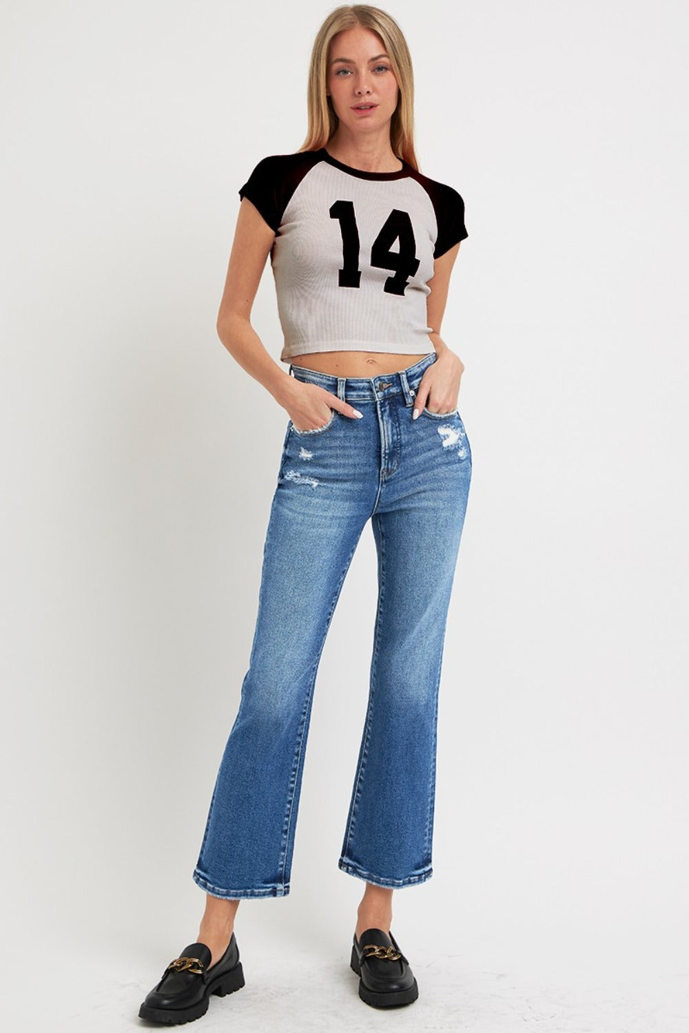 RISEN Full Size Tummy Control High Rise Crop Bootcut Jeans-TOPS / DRESSES-[Adult]-[Female]-2022 Online Blue Zone Planet